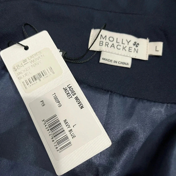 NWT! Molly Bracken ladies woven Blazer. Navy blue size large - Picture 7 of 7